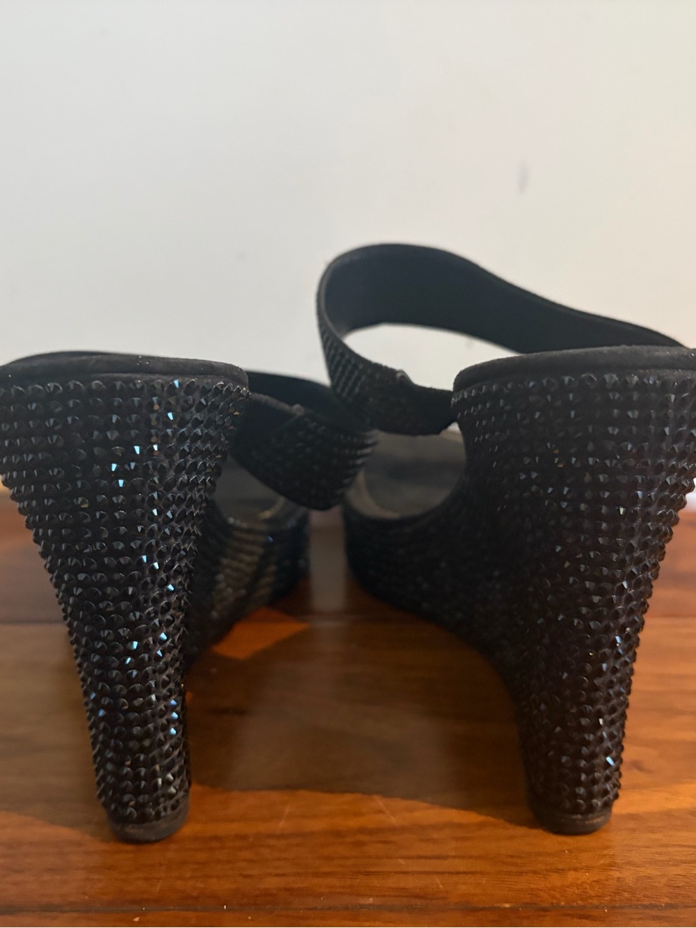 Rene caovilla Black Embellished Two-Strap Women’s wedge - Picture 4 of 8